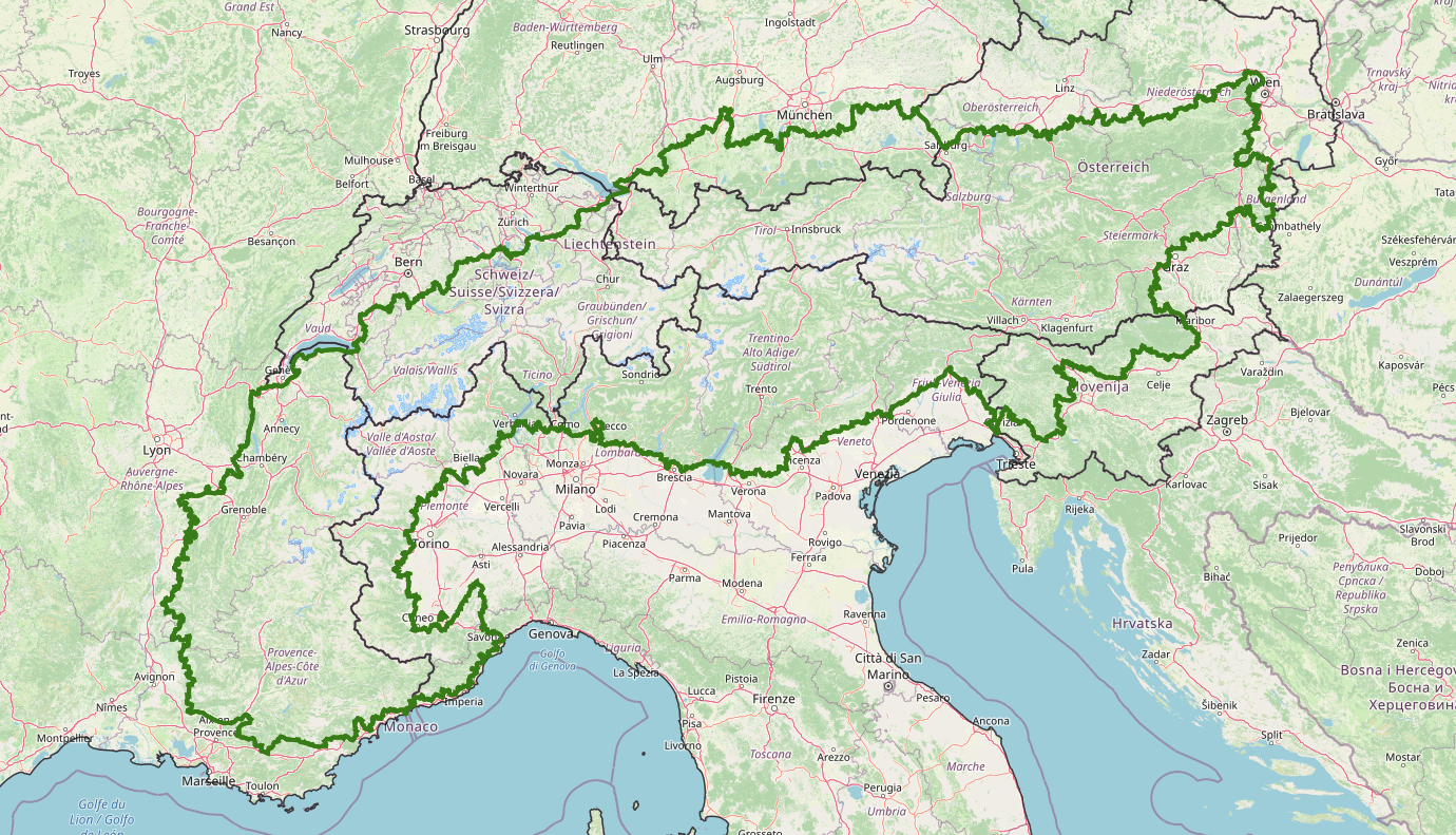 Perimetro della Convenzione delle Alpi